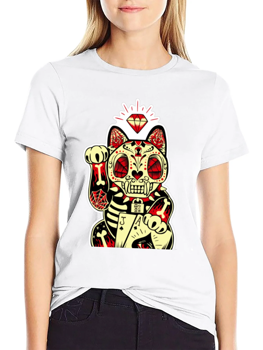 Lucky Cat Dia de los Muertos Graphic Tee product image 8