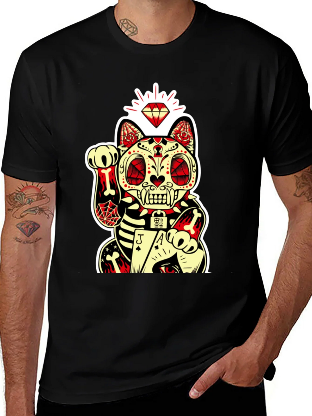Lucky Cat Dia de los Muertos Graphic Tee product image 1
