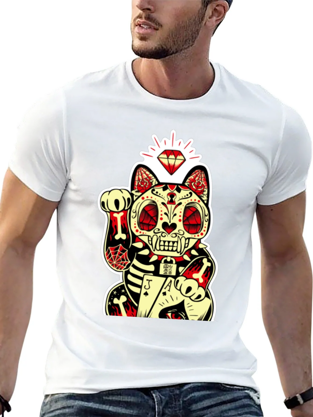 Lucky Cat Dia de los Muertos Graphic Tee product image 12