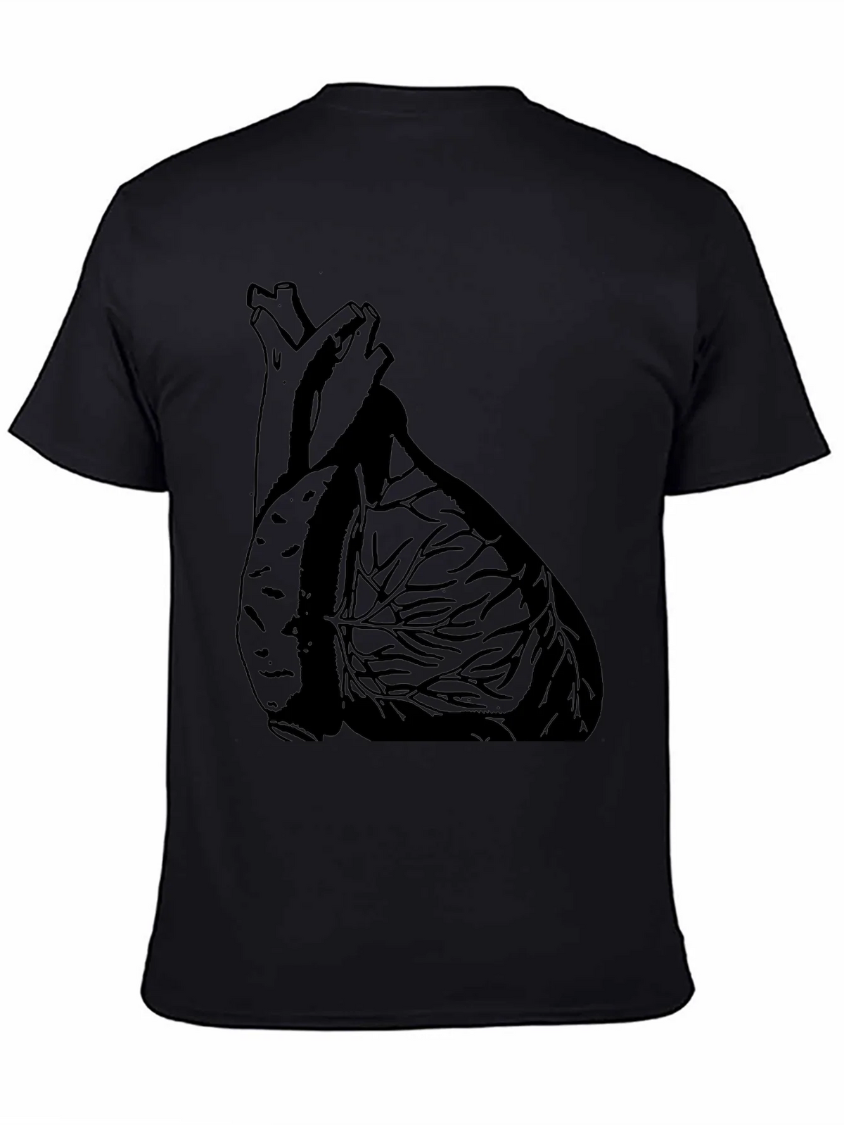 Anatomical Heart Graphic Tee - Black Cotton Casual T-Shirt product image 4