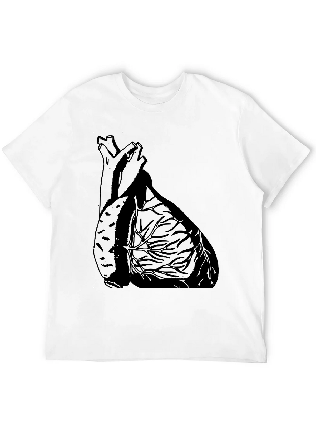 Anatomical Heart Graphic Tee - Black Cotton Casual T-Shirt product image 11