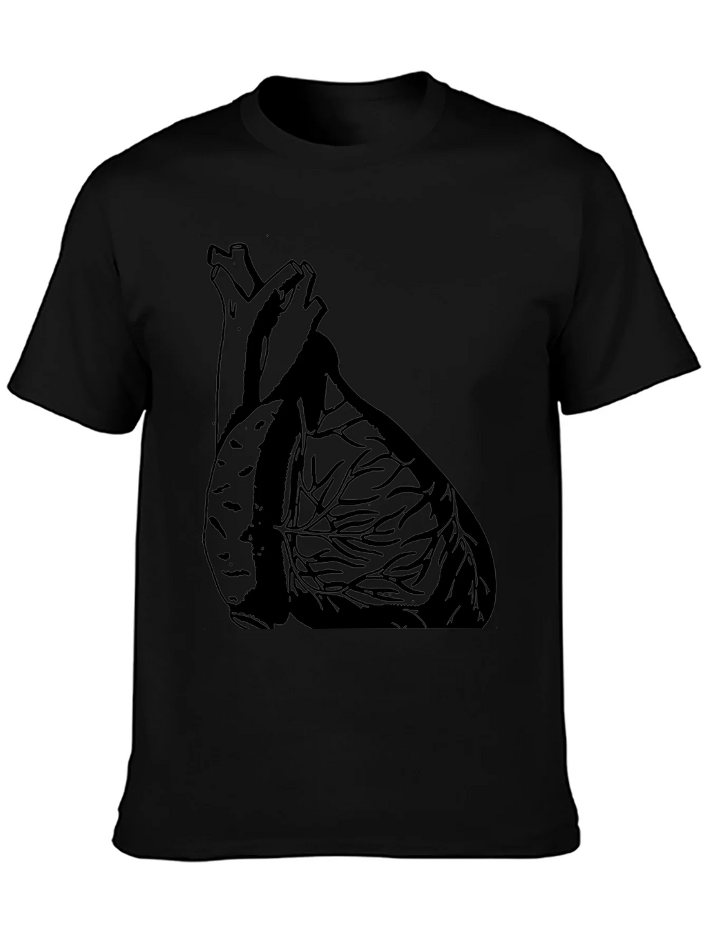 Anatomical Heart Graphic Tee - Black Cotton Casual T-Shirt product image 3