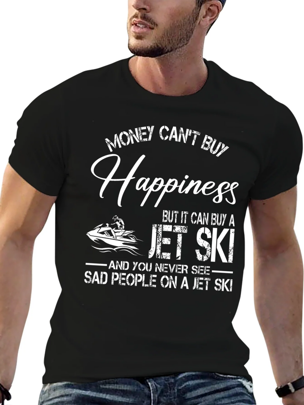 Money Cant Buy Happiness Jet Ski T-Shirt product image 6