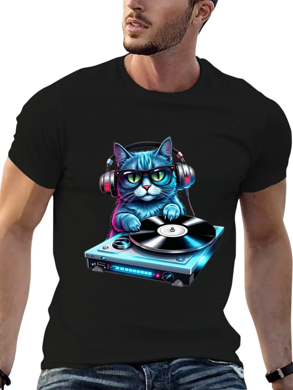 DJ Cat Graphic Tee - Cool & Fun T-Shirt product image 6