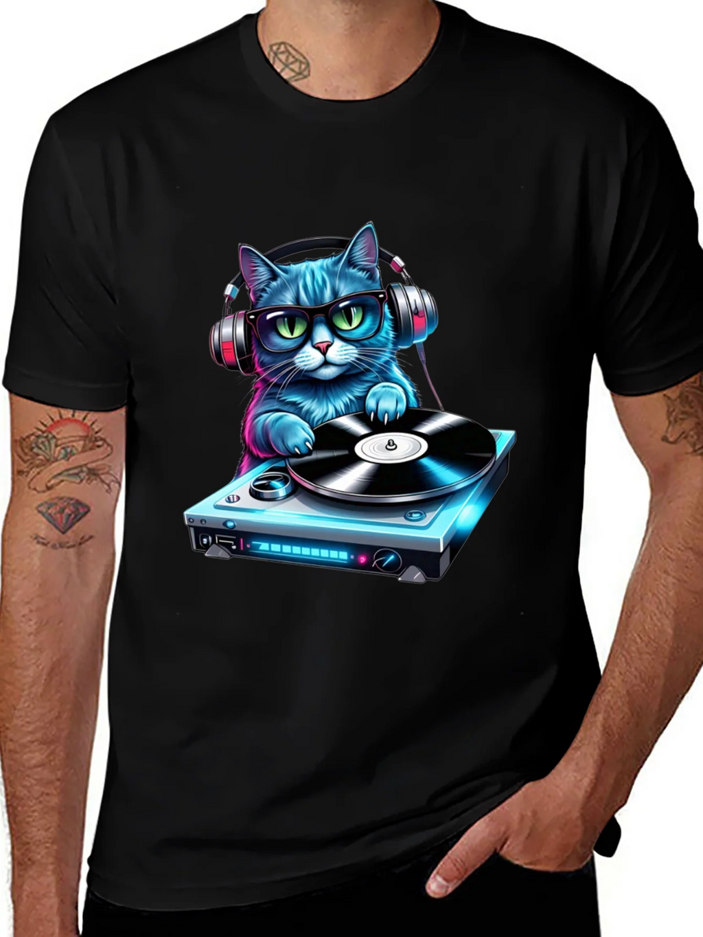 DJ Cat Graphic Tee - Cool & Fun T-Shirt product image 1