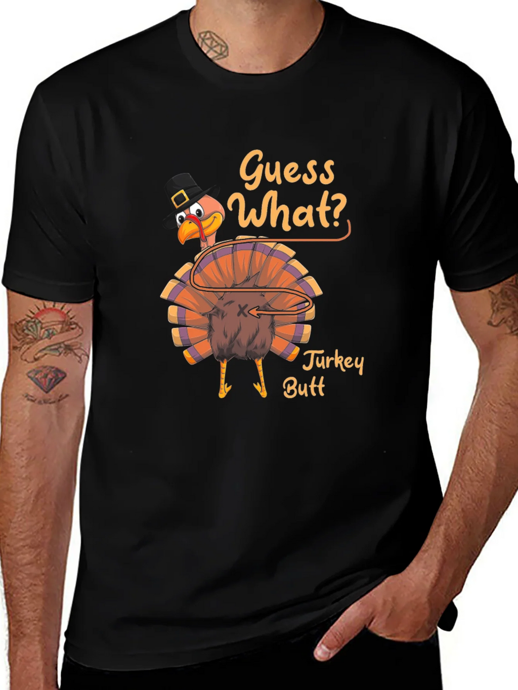 Guess What? Turkey Butt Thanksgiving Graphic T-Shirt product image 1