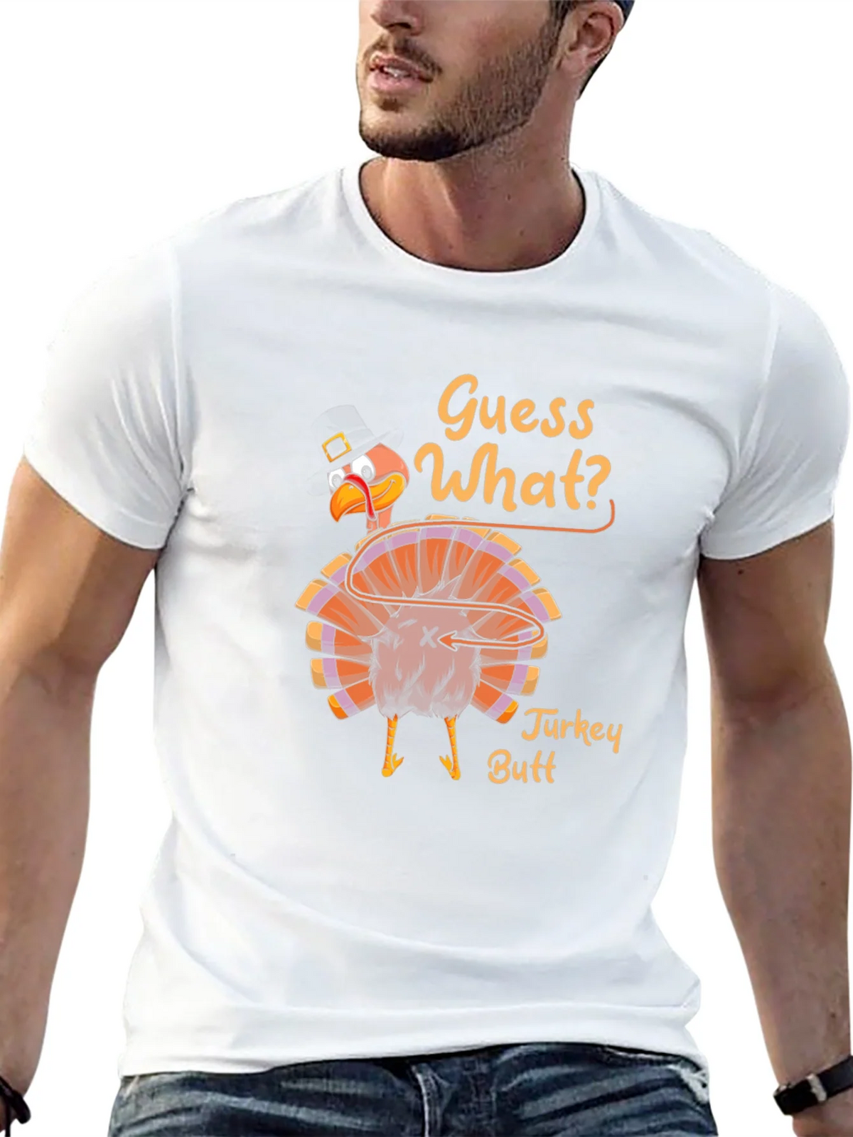 Guess What? Turkey Butt Thanksgiving Graphic T-Shirt product image 12