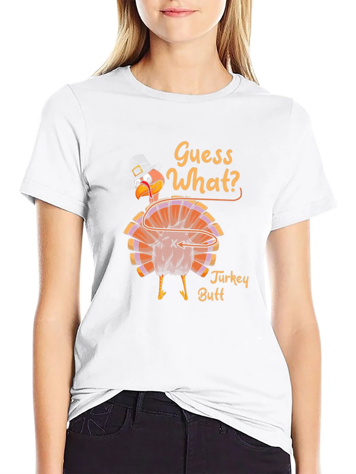 Guess What? Turkey Butt Thanksgiving Graphic T-Shirt product image 8