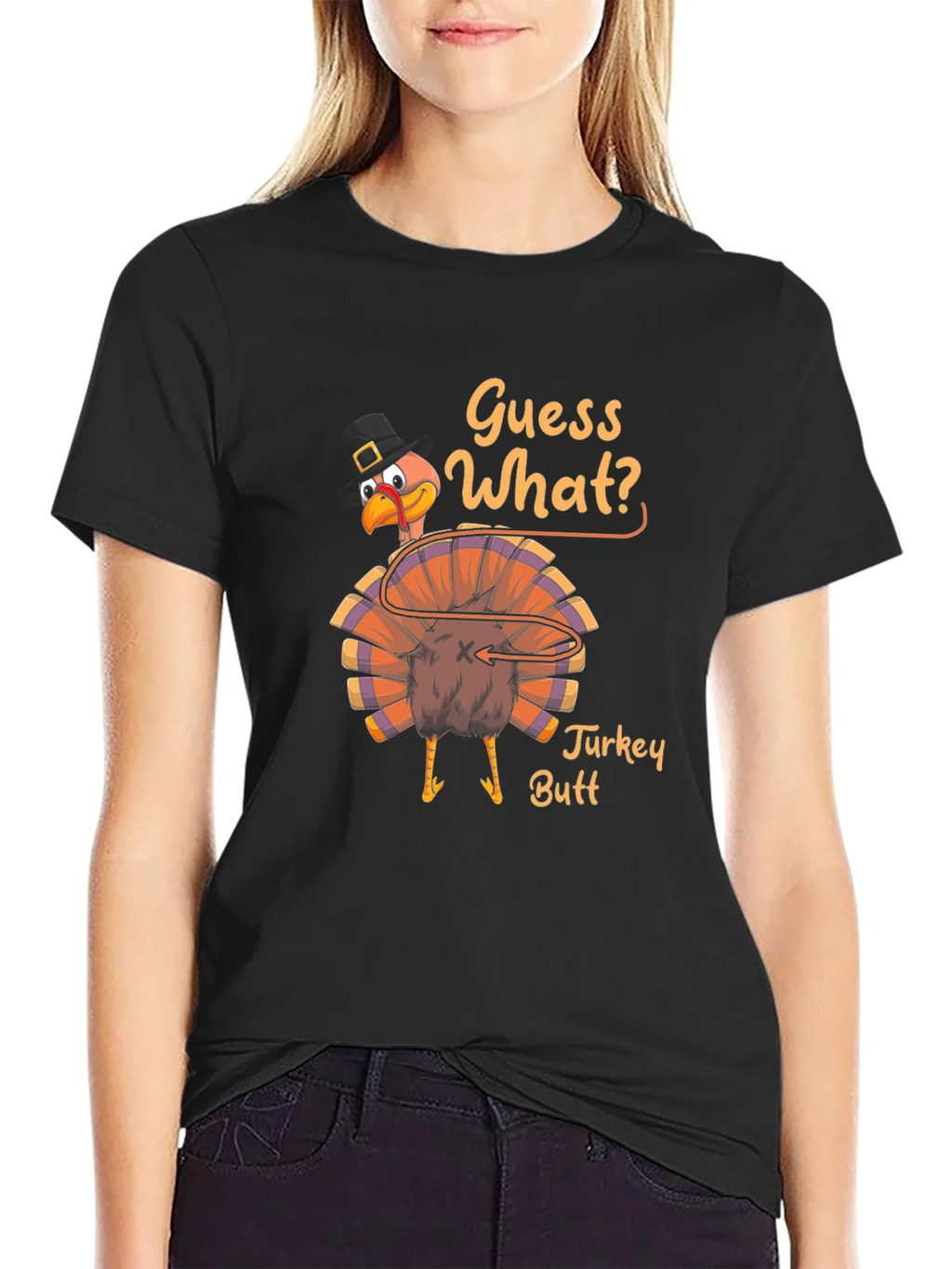 Guess What? Turkey Butt Thanksgiving Graphic T-Shirt product image 2