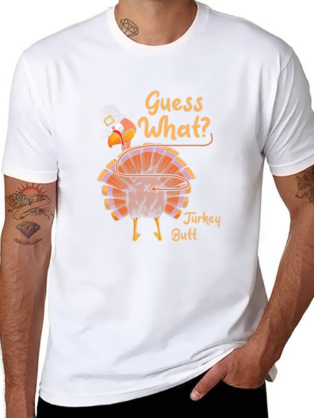 Guess What? Turkey Butt Thanksgiving Graphic T-Shirt product image 7