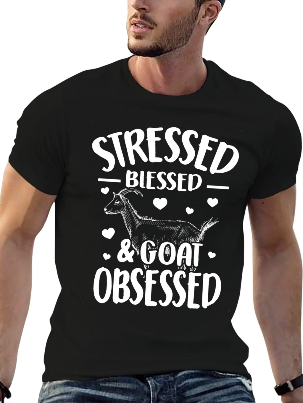 Stressed Blessed Goat Obsessed Graphic Tee product image 6