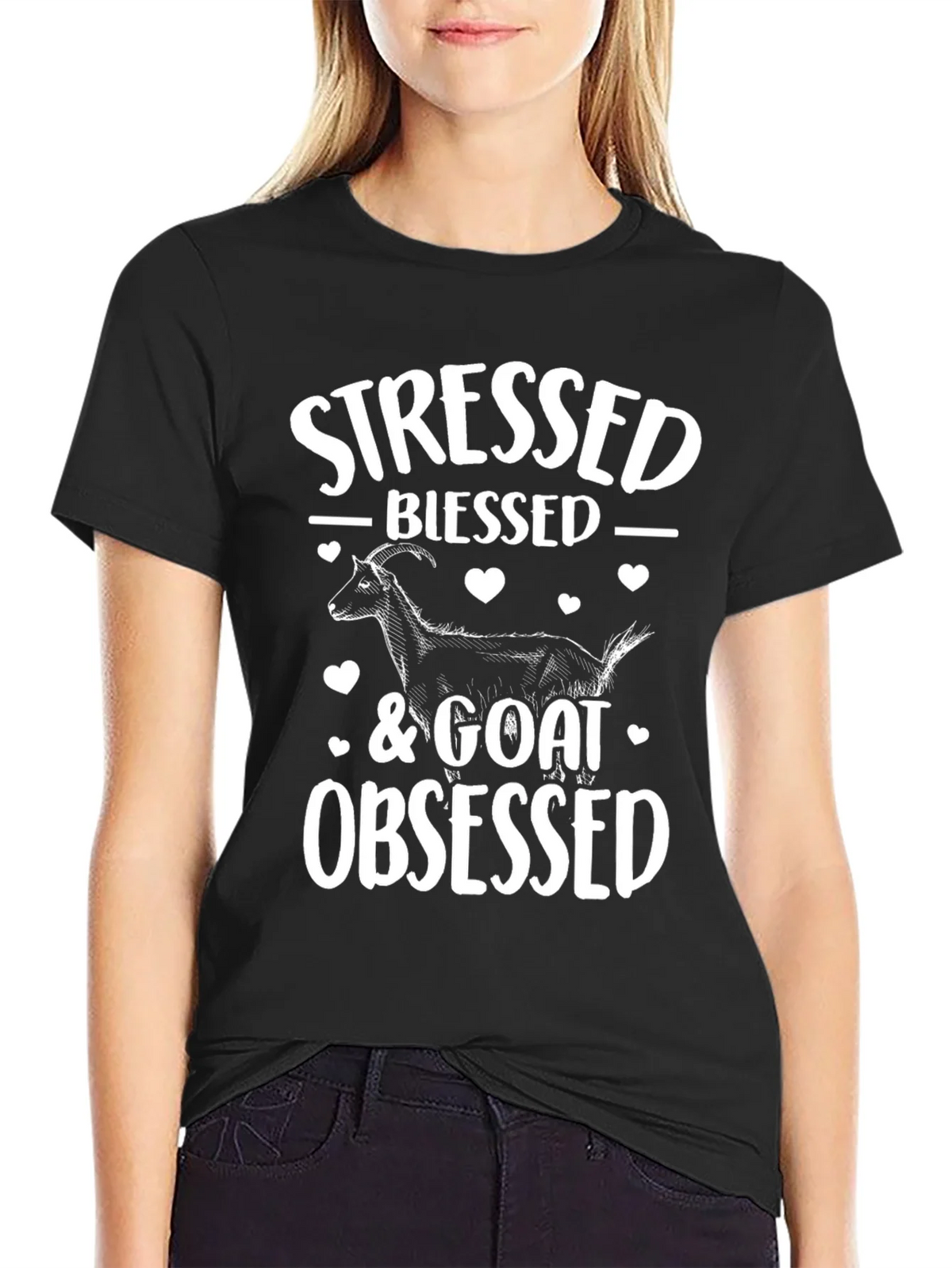 Stressed Blessed Goat Obsessed Graphic Tee product image 2