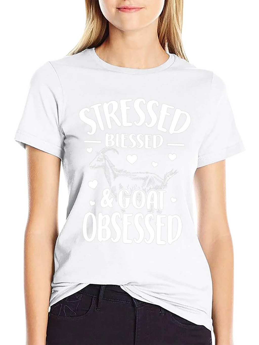 Stressed Blessed Goat Obsessed Graphic Tee product image 8