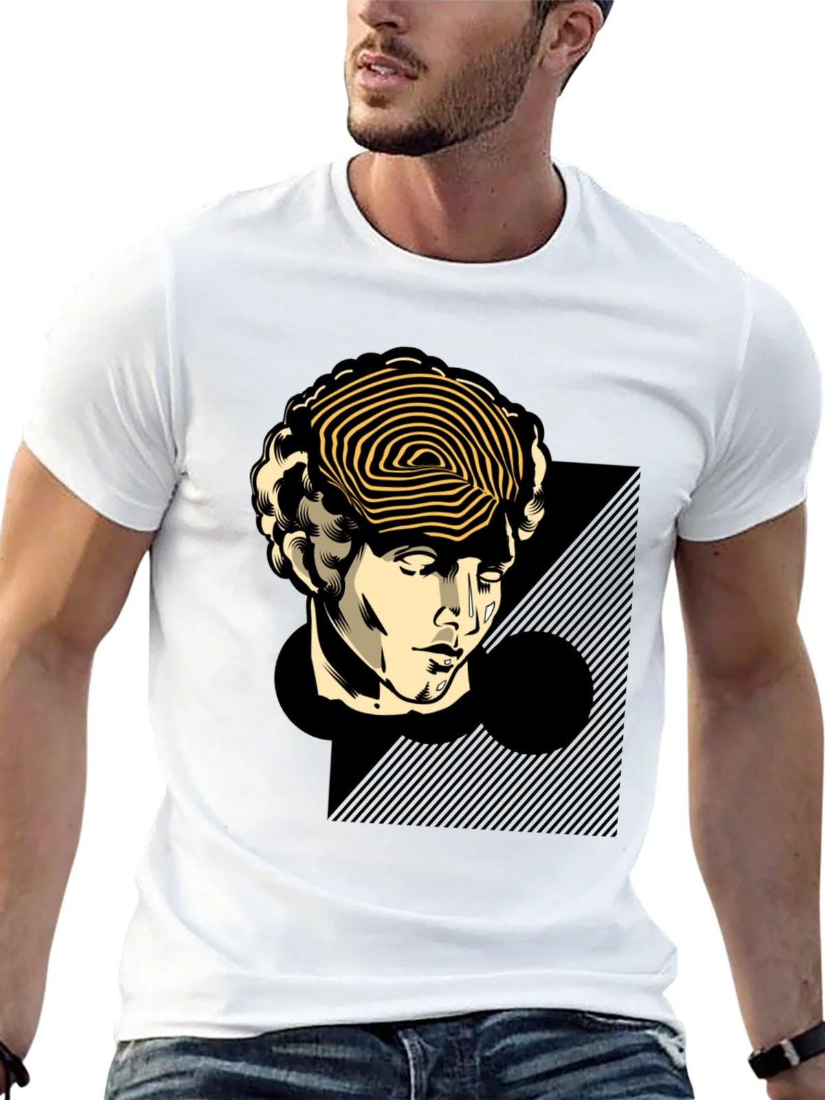 Statue Head Graphic Tee - Black Cotton T-Shirt product image 12
