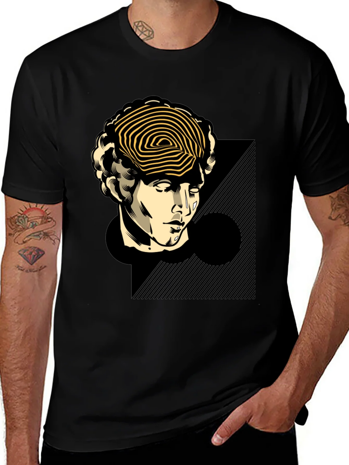 Statue Head Graphic Tee - Black Cotton T-Shirt product image 1