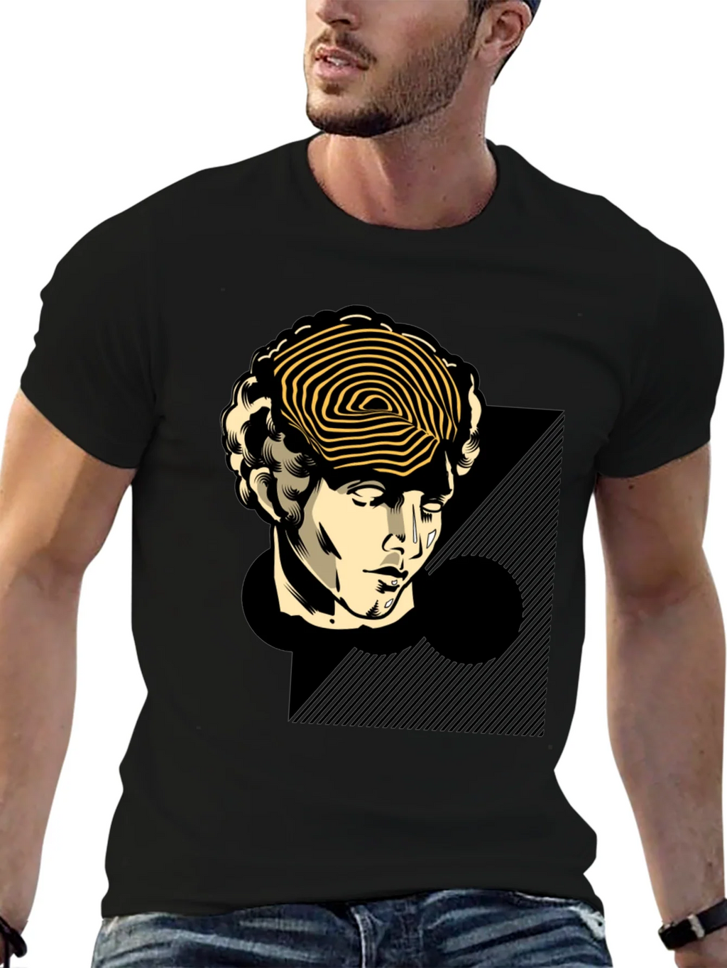 Statue Head Graphic Tee - Black Cotton T-Shirt product image 6