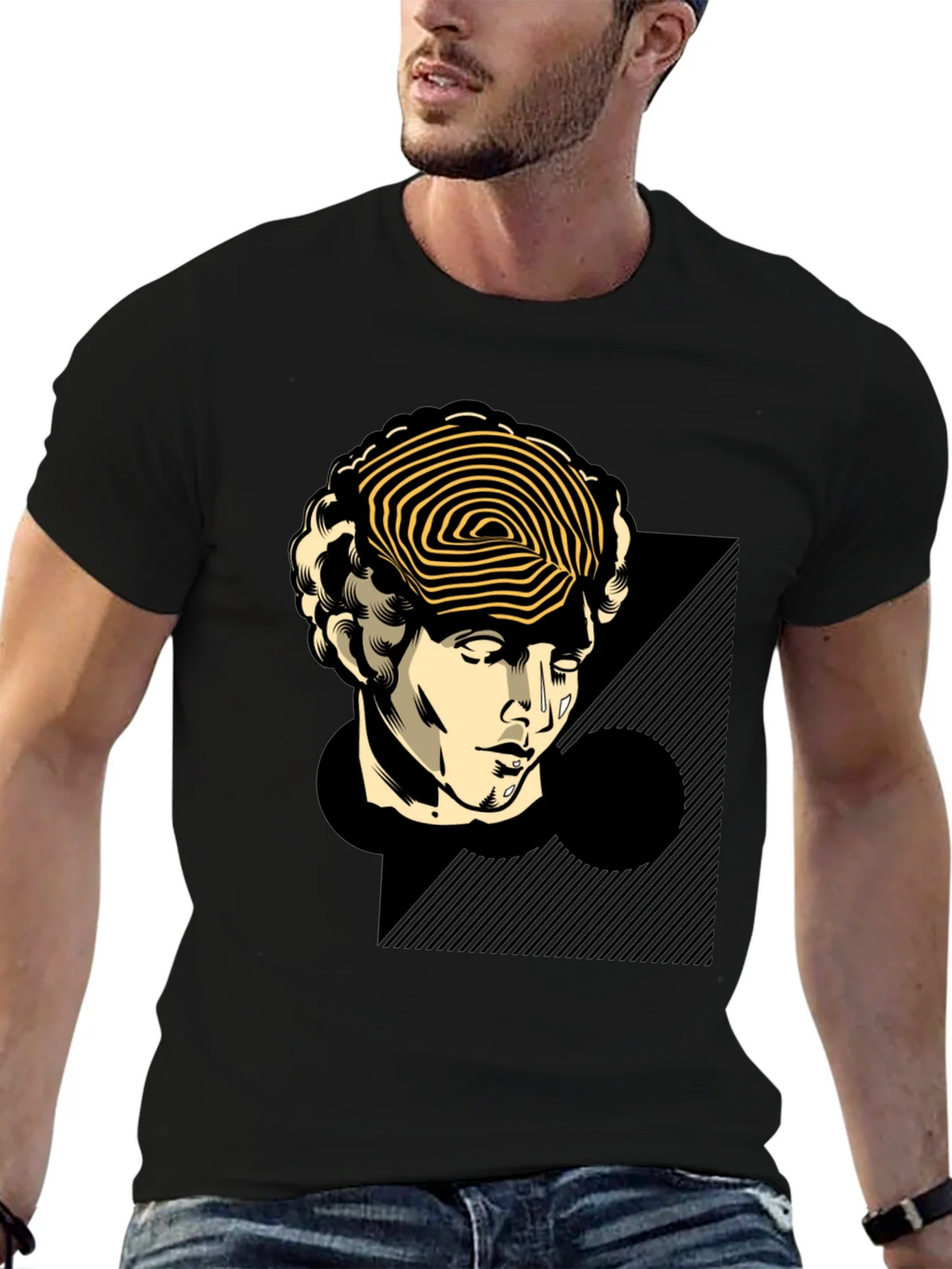Statue Head Graphic Tee - Black Cotton T-Shirt product image 6