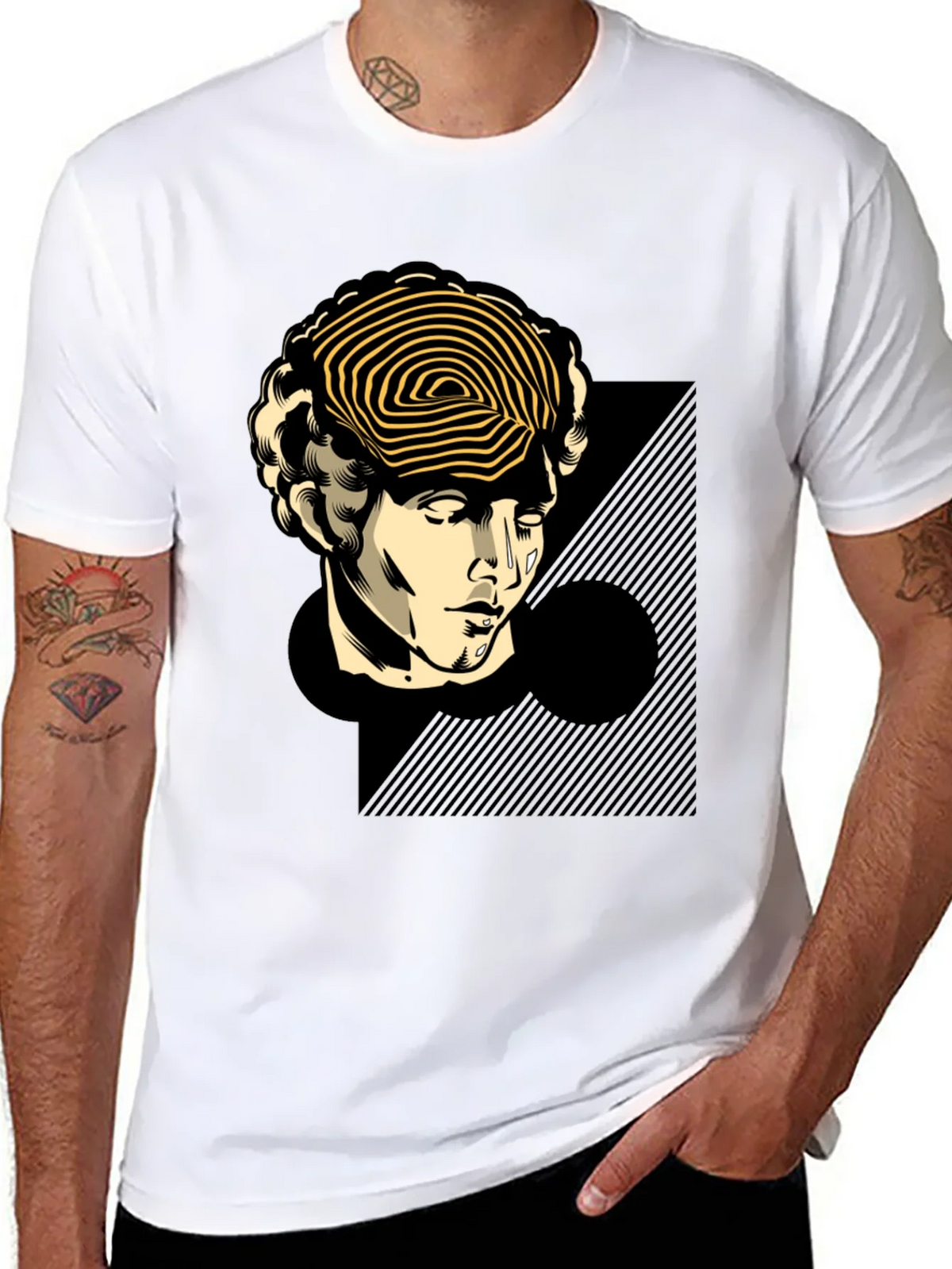 Statue Head Graphic Tee - Black Cotton T-Shirt product image 7
