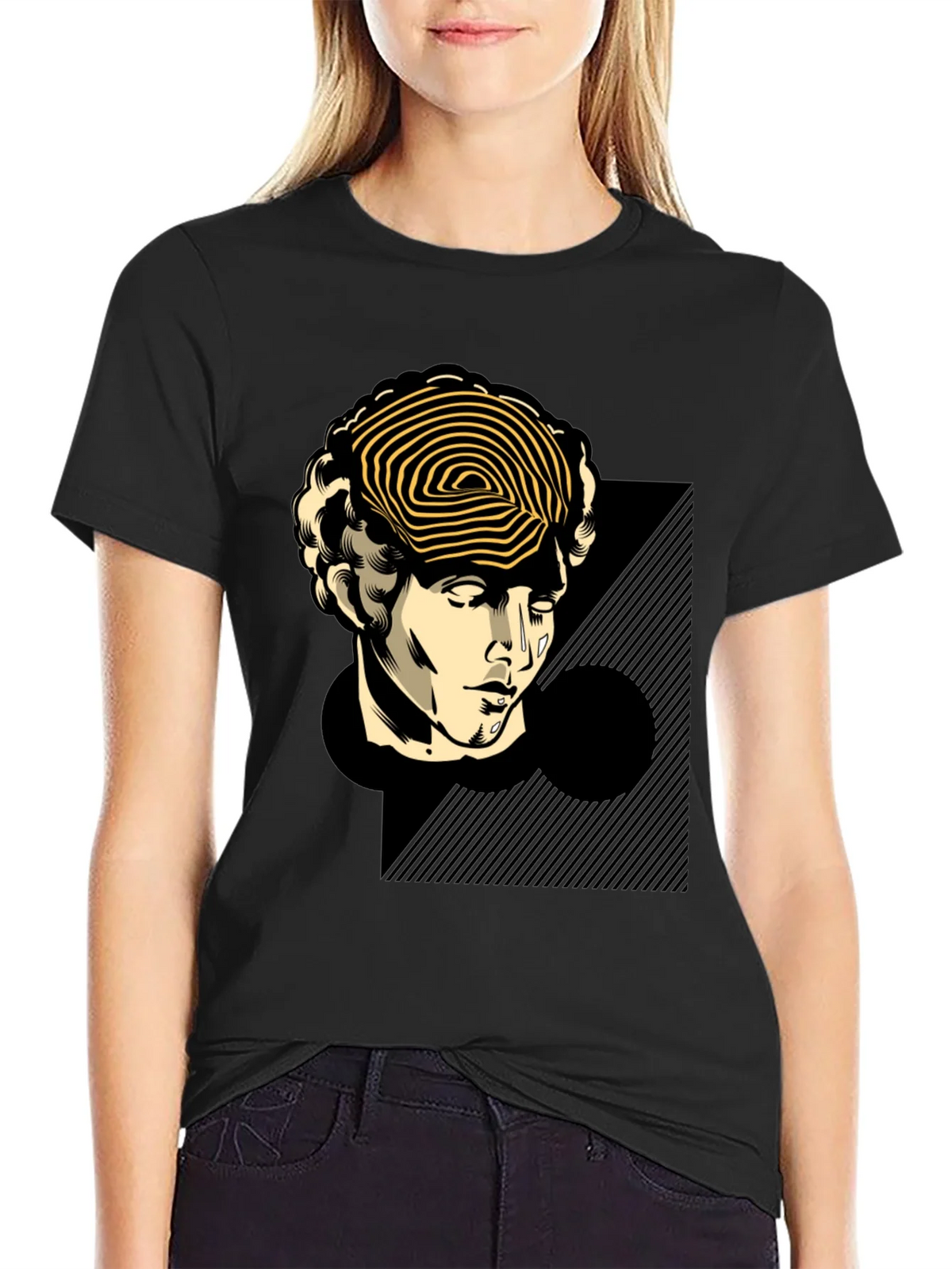 Statue Head Graphic Tee - Black Cotton T-Shirt product image 2