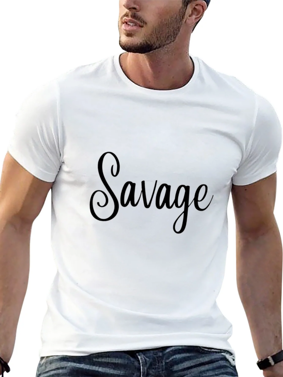 Savage Graphic Tee - Black Cotton Casual Wear product image 12