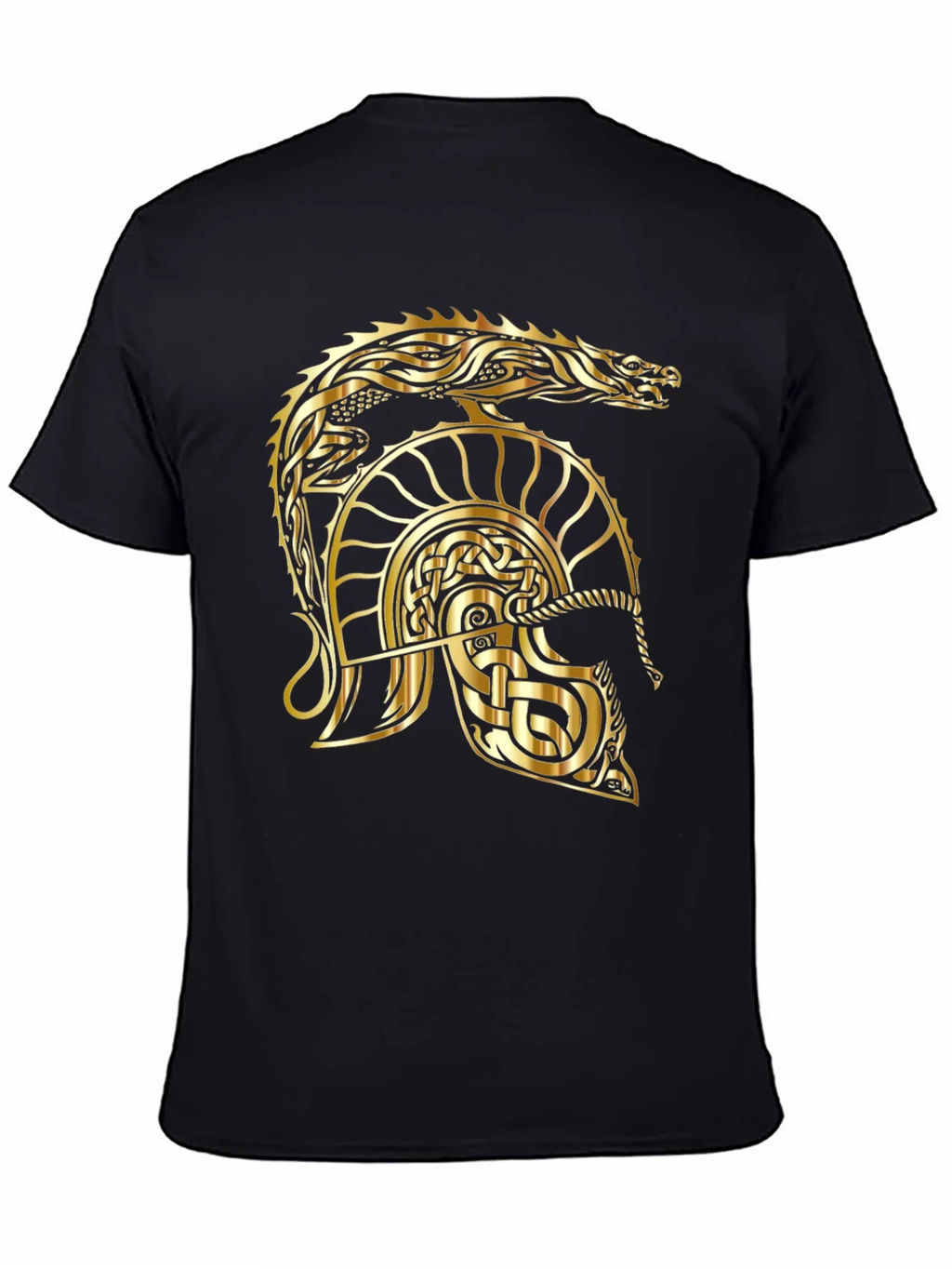 Gold Dragon Helmet Black T-Shirt product image 4