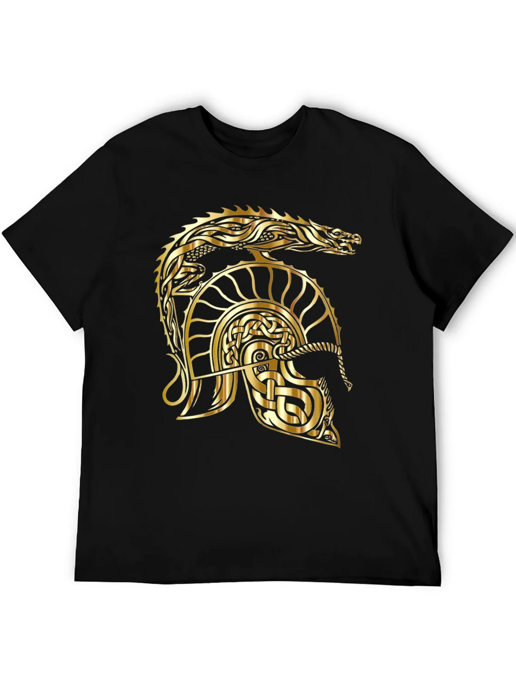 Gold Dragon Helmet Black T-Shirt product image 5