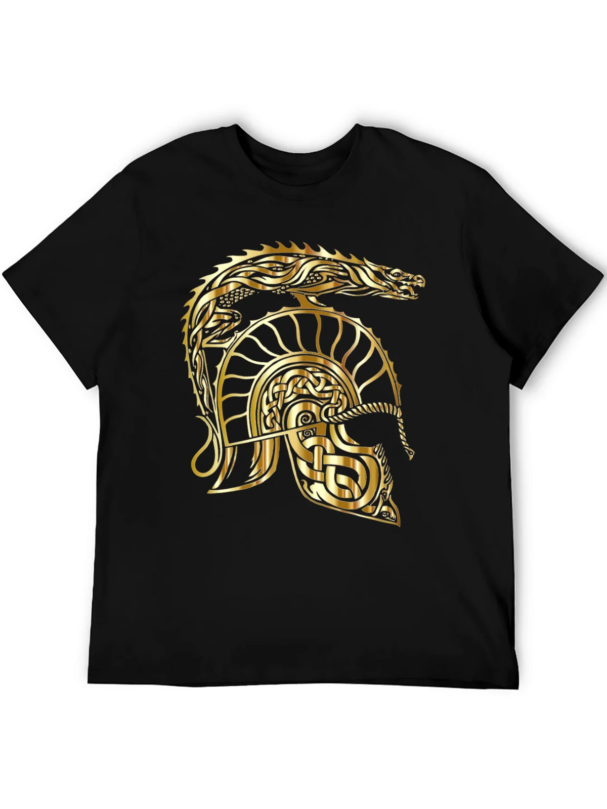 Gold Dragon Helmet Black T-Shirt product image 5
