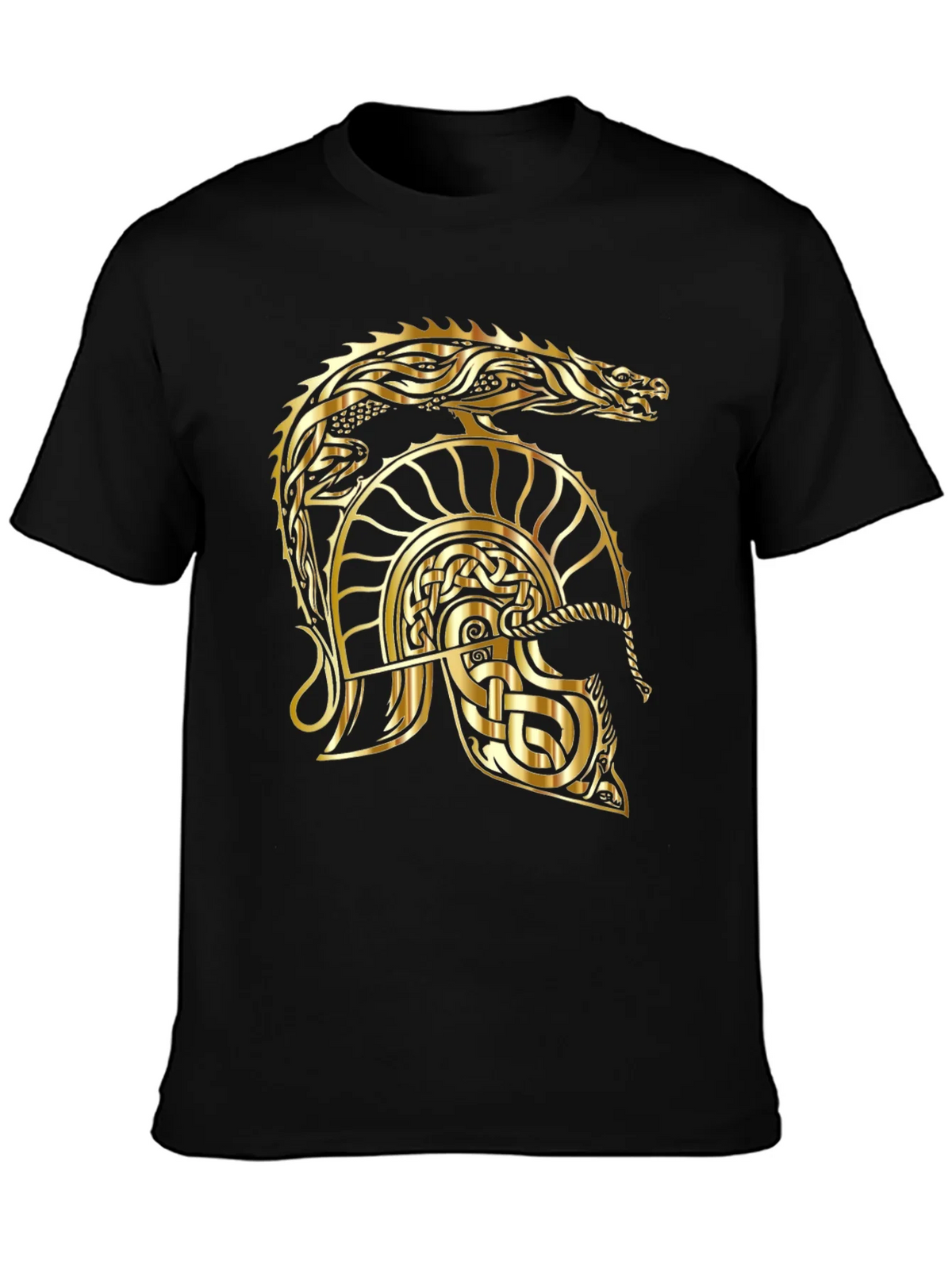 Gold Dragon Helmet Black T-Shirt product image 3