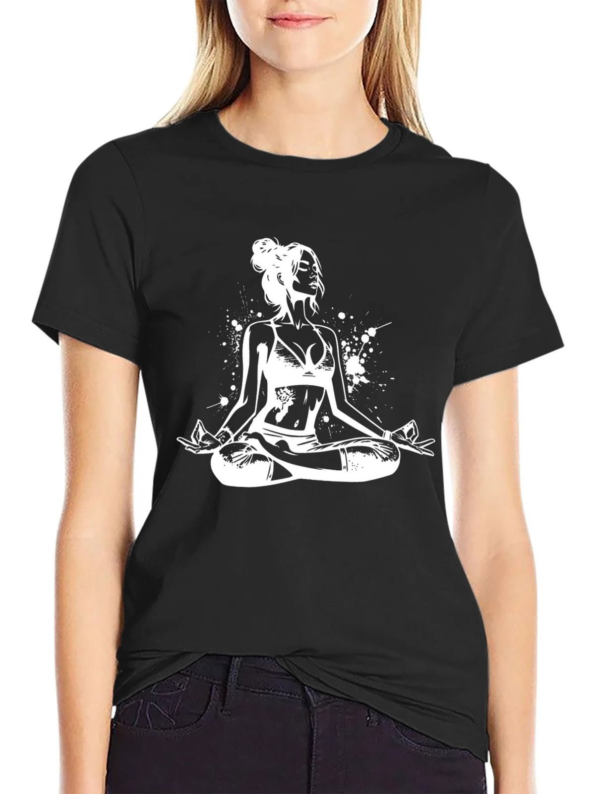 Yoga Pose Graphic Tee - Black Cotton Comfort product image 2
