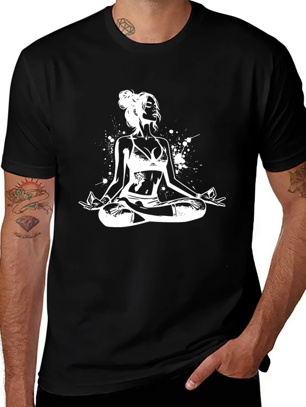 Yoga Pose Graphic Tee - Black Cotton Comfort product image 1