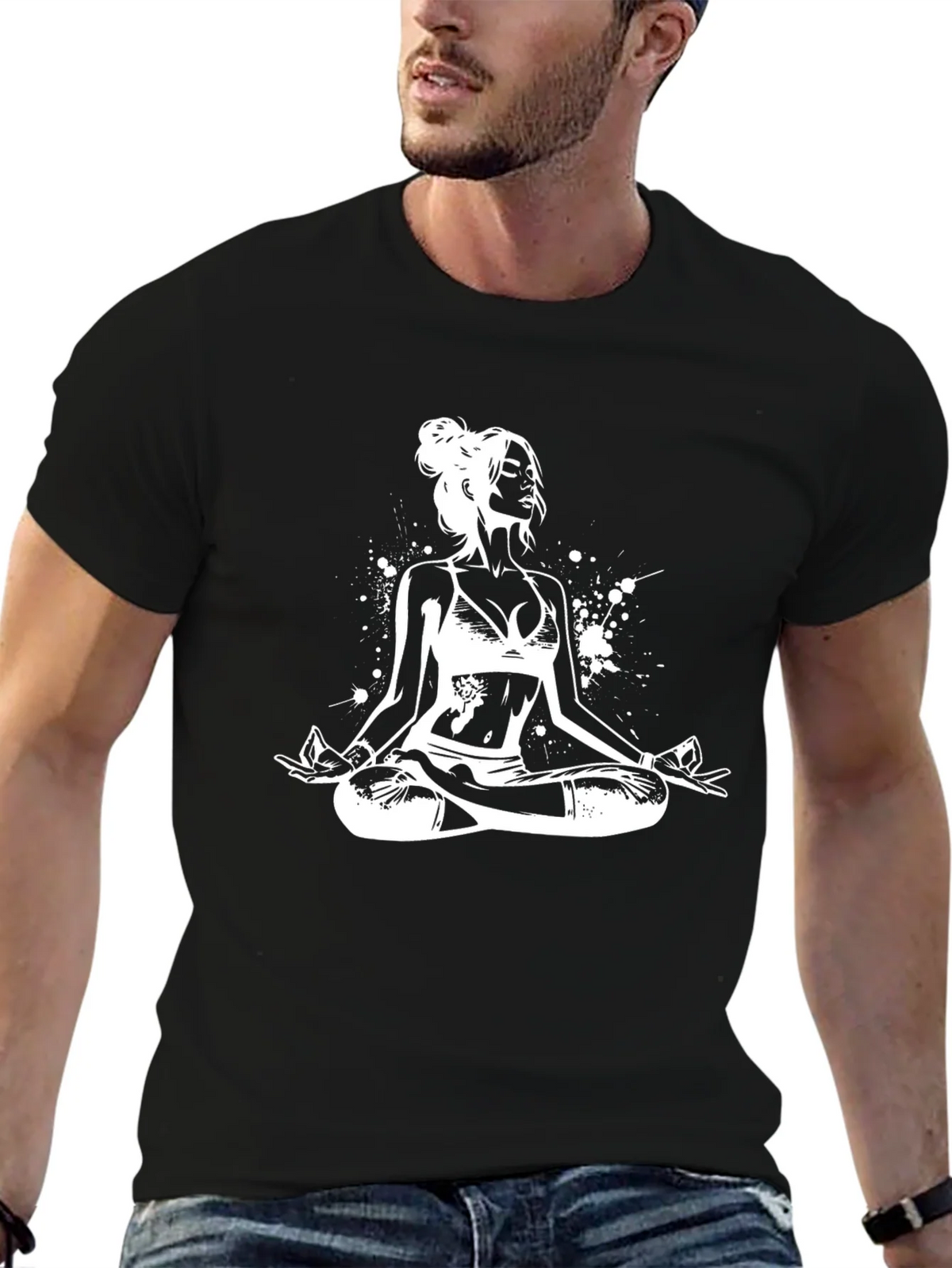 Yoga Pose Graphic Tee - Black Cotton Comfort product image 6