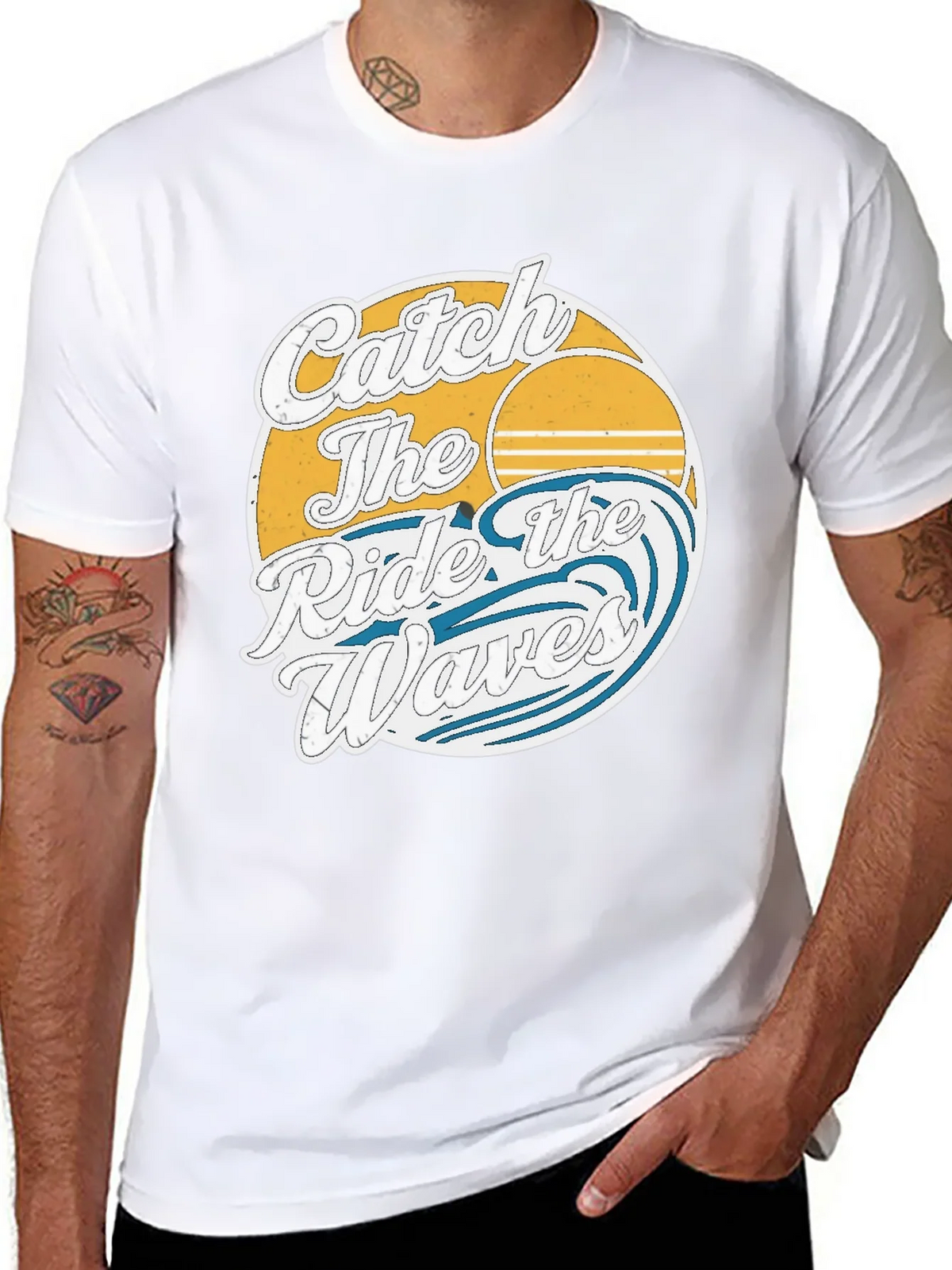 Catch the Ride Waves Graphic Tee - Vintage Surf Style product image 7