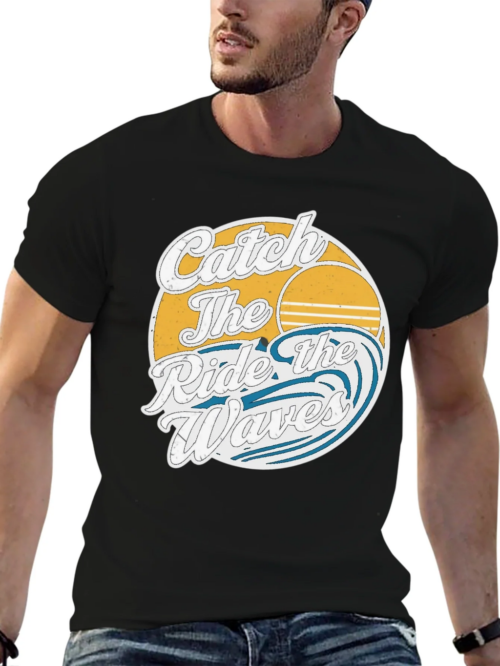 Catch the Ride Waves Graphic Tee - Vintage Surf Style product image 6