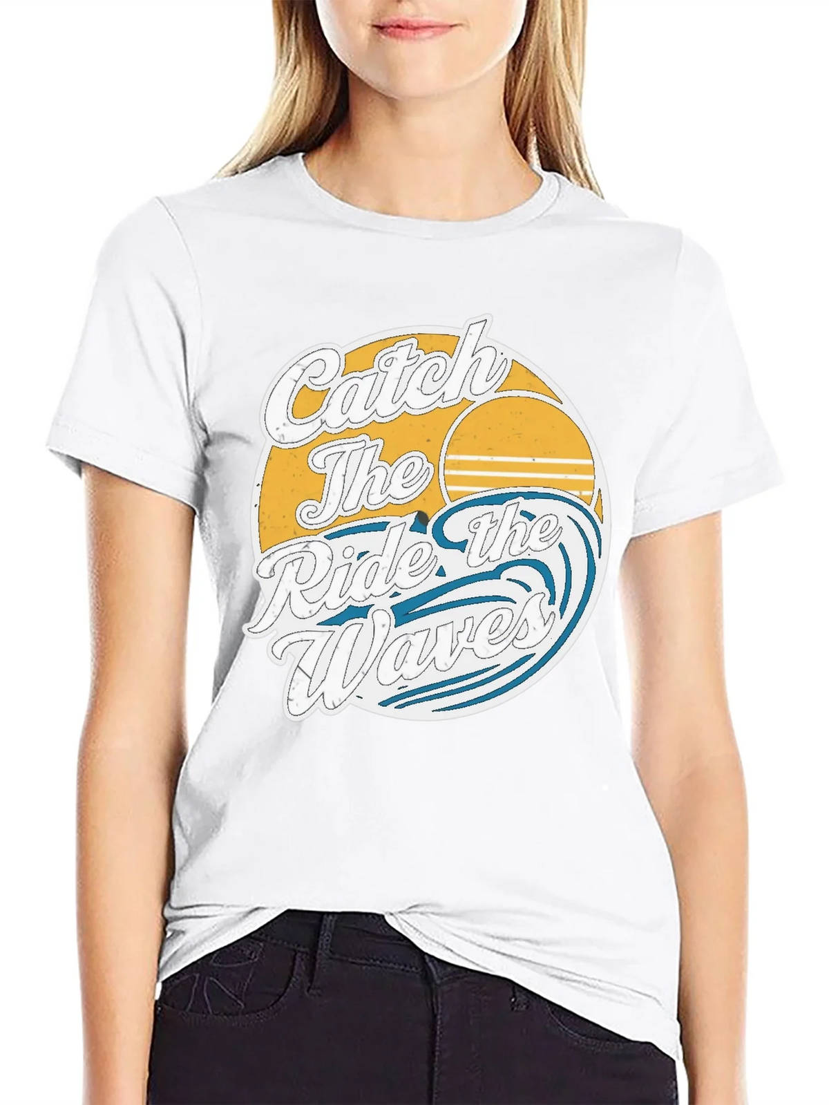 Catch the Ride Waves Graphic Tee - Vintage Surf Style product image 8