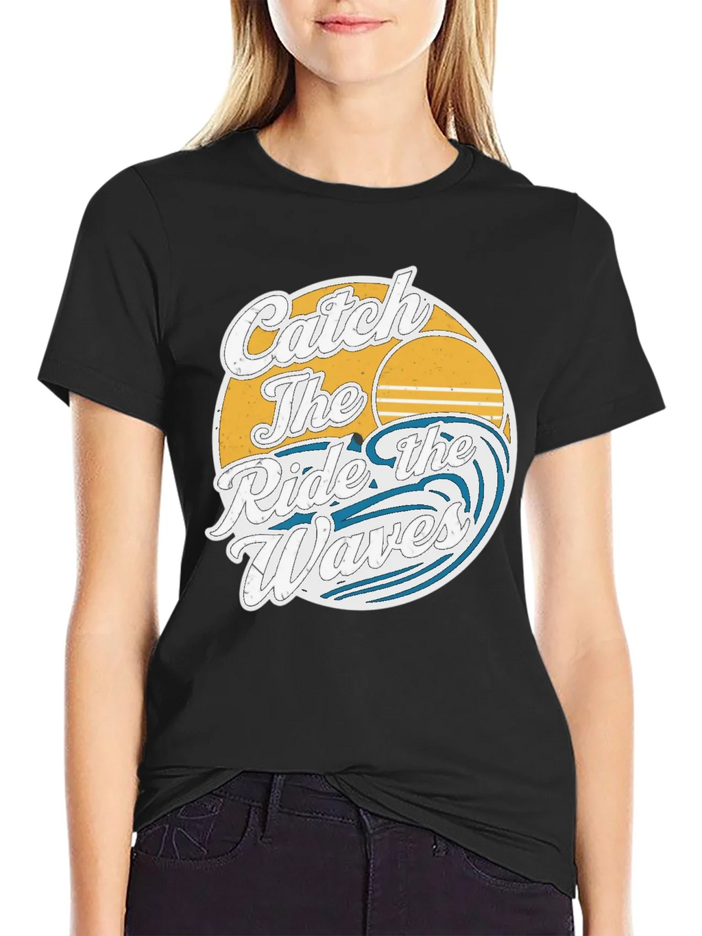 Catch the Ride Waves Graphic Tee - Vintage Surf Style product image 2