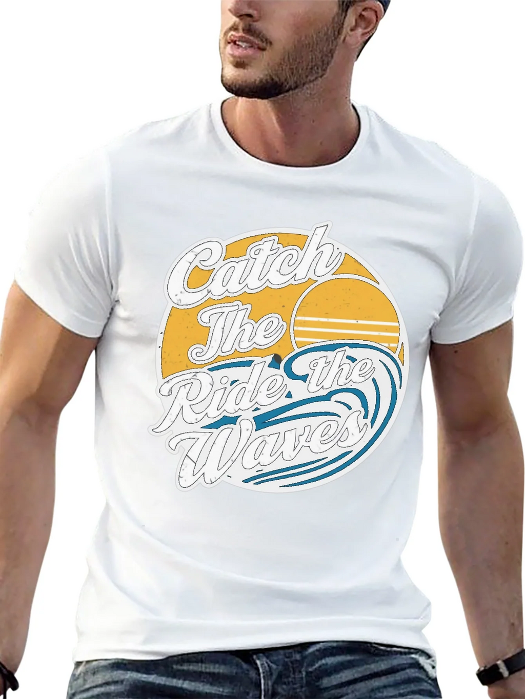 Catch the Ride Waves Graphic Tee - Vintage Surf Style product image 12