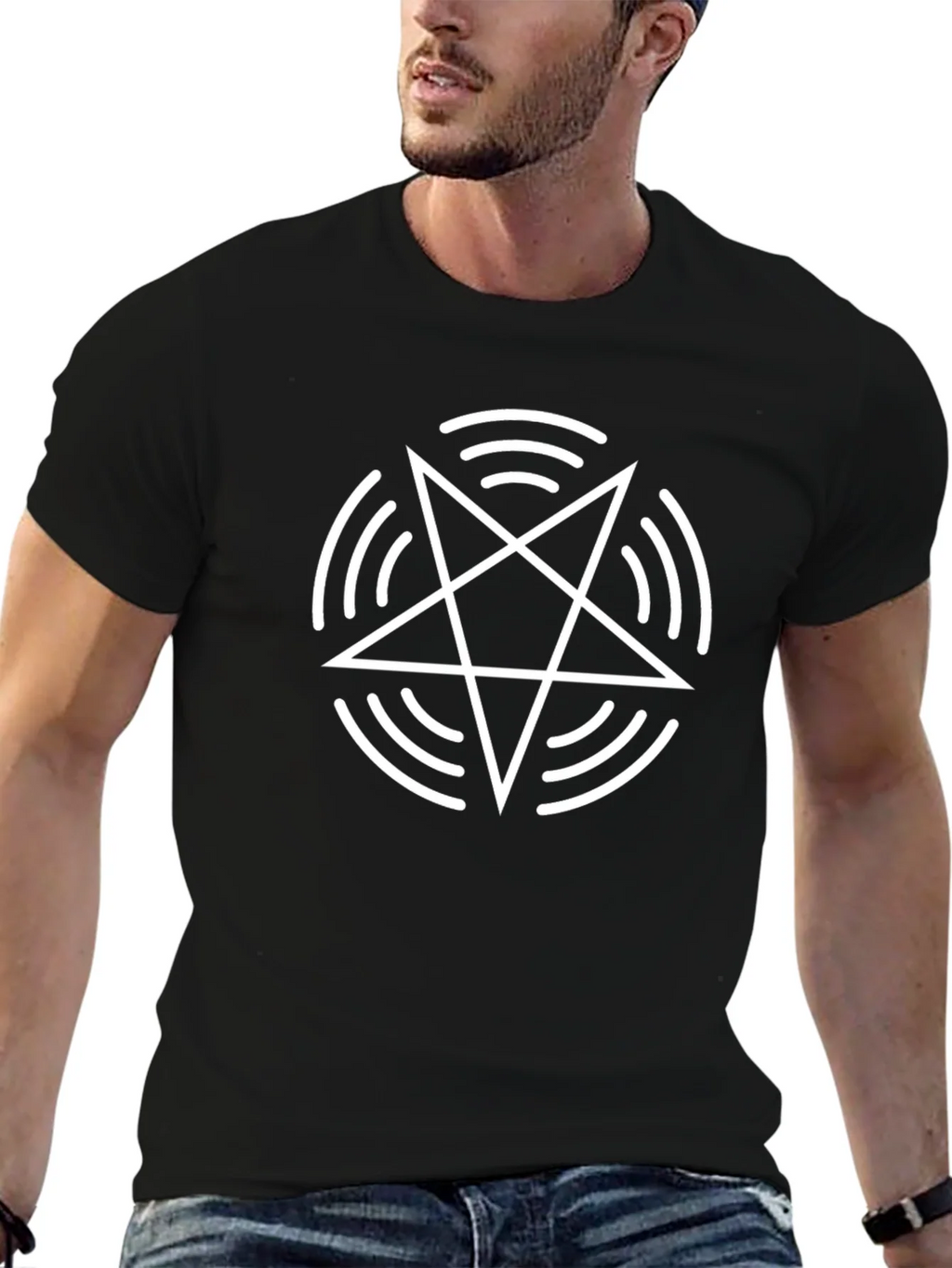 Occult Pentagram Graphic T-Shirt - Black product image 6