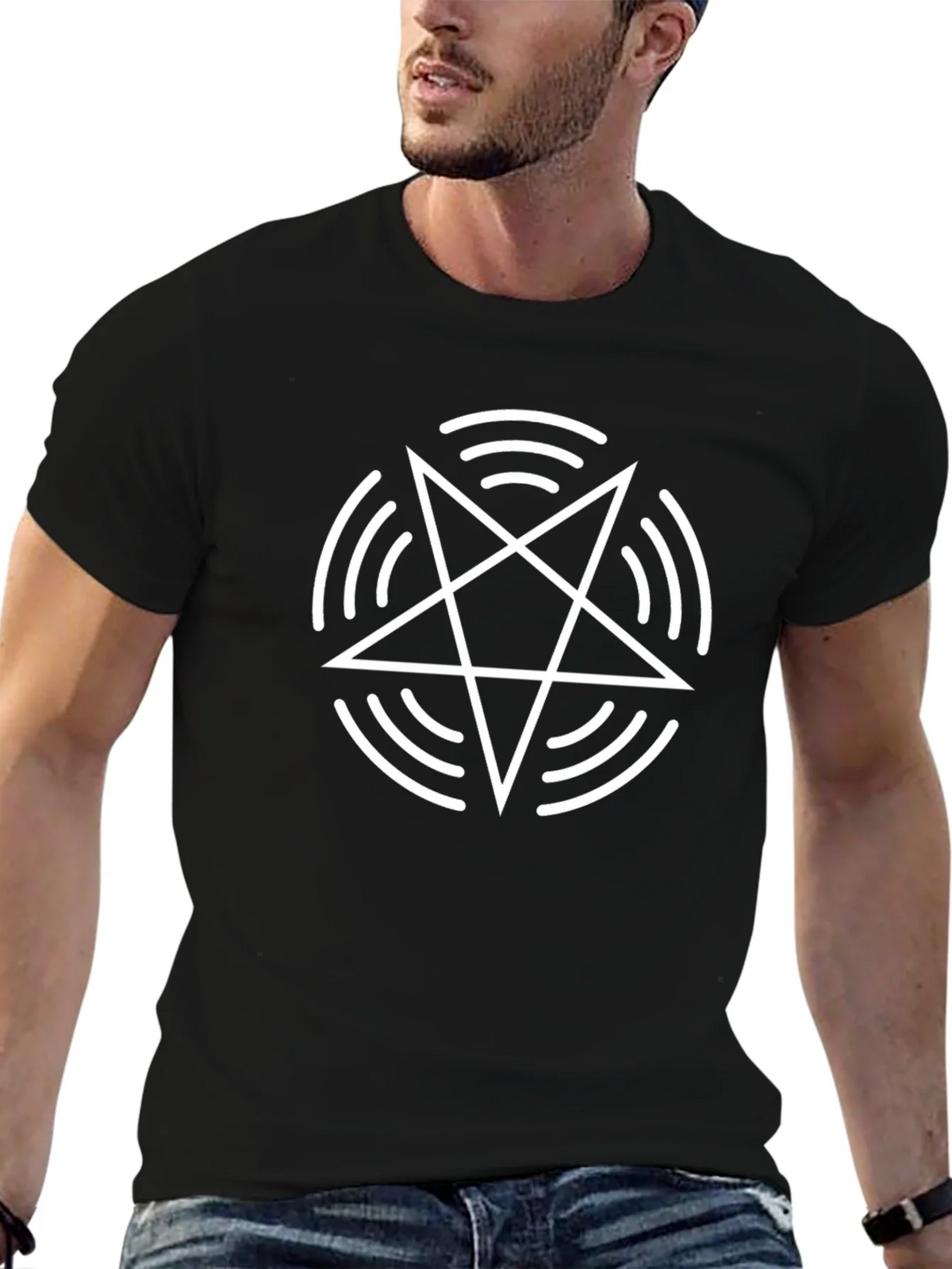 Occult Pentagram Graphic T-Shirt - Black product image 6