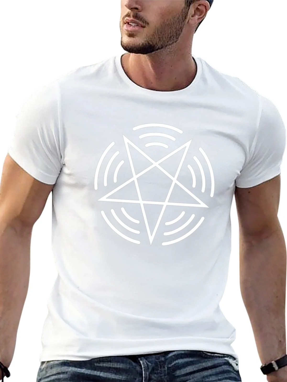 Occult Pentagram Graphic T-Shirt - Black product image 12