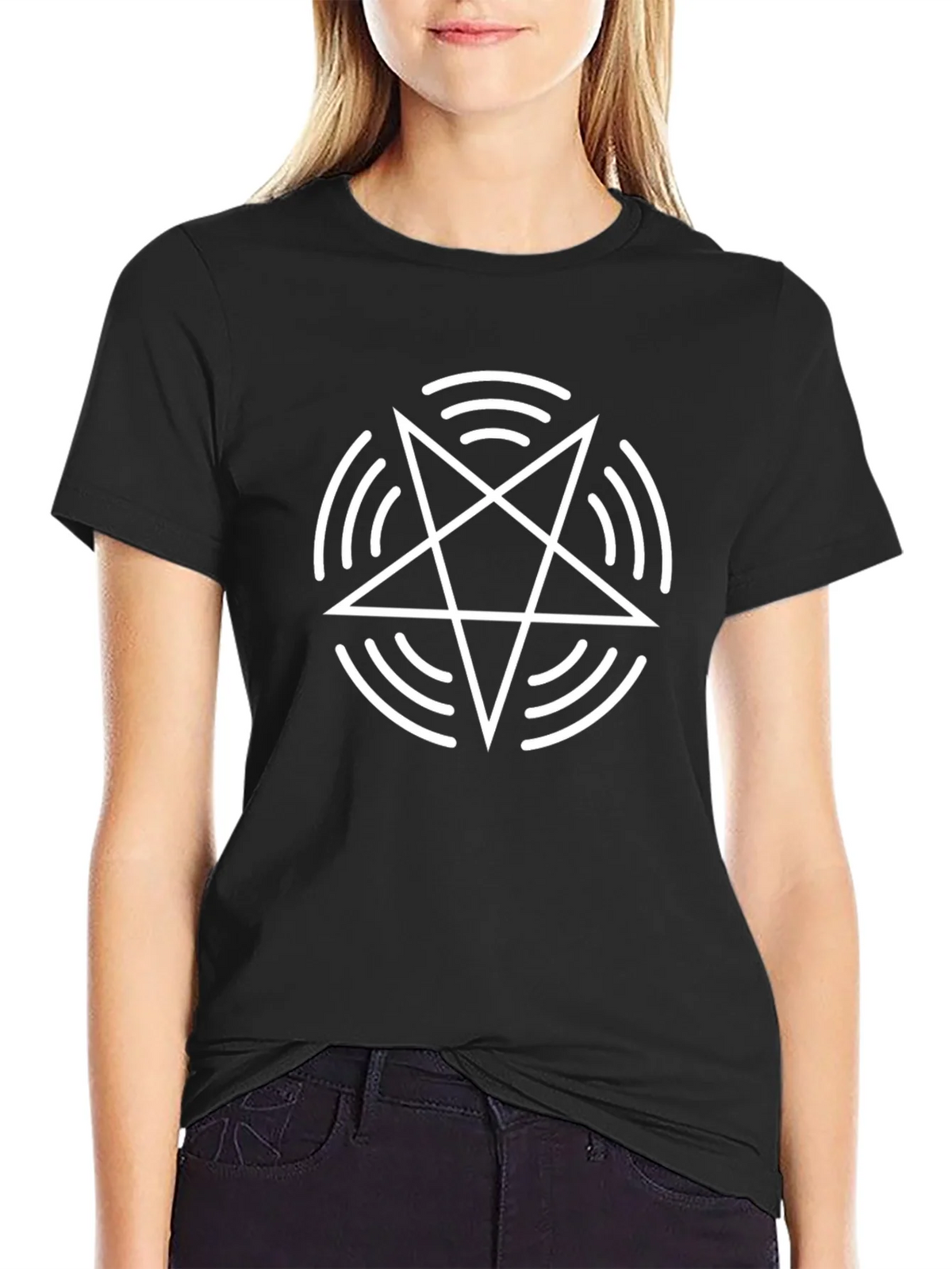 Occult Pentagram Graphic T-Shirt - Black product image 2