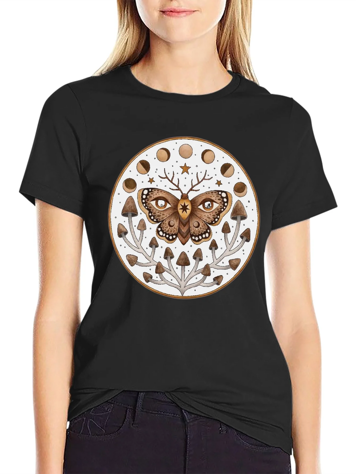 Moth Moon Phase Mushroom T-Shirt product image 2