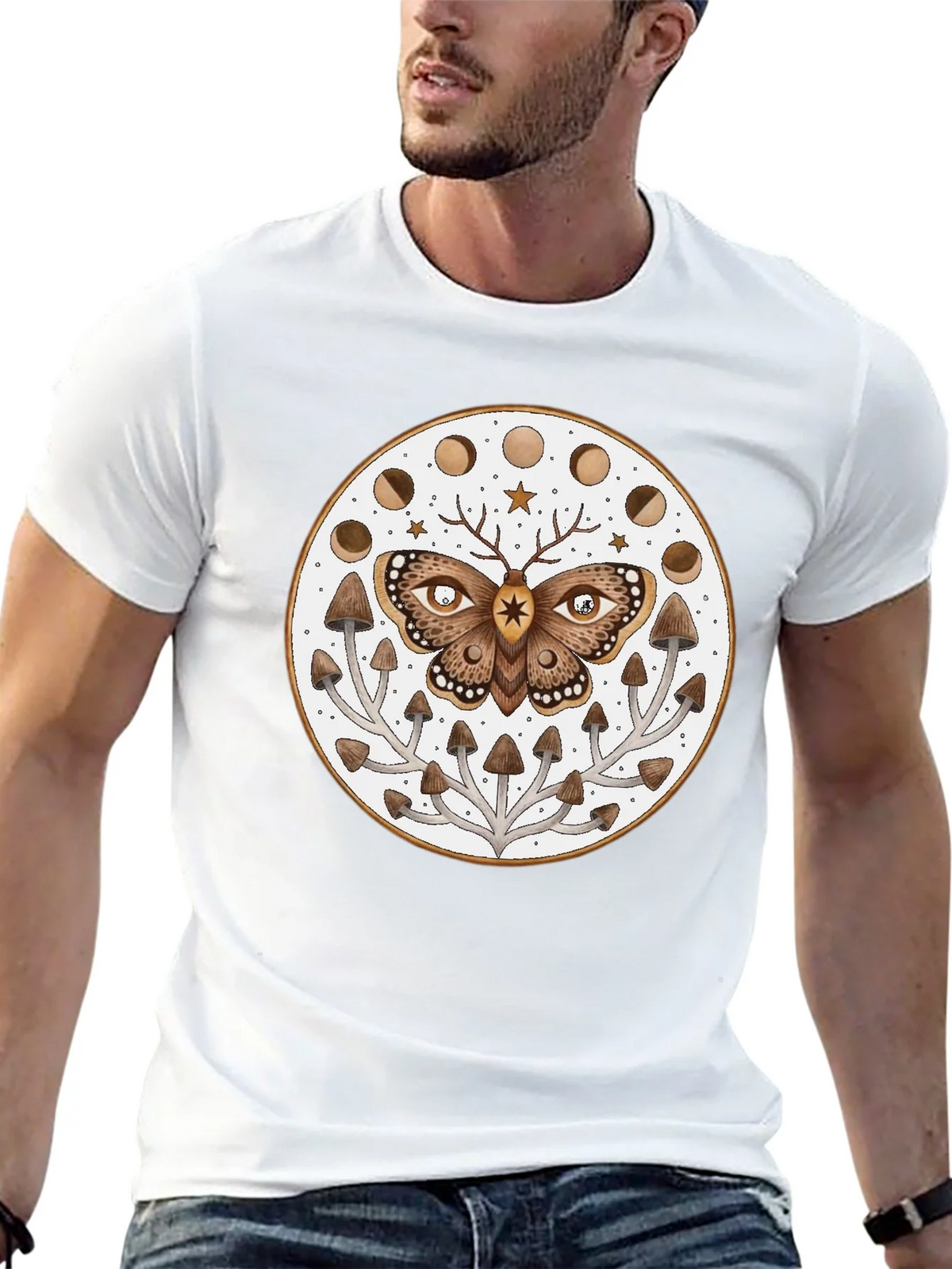 Moth Moon Phase Mushroom T-Shirt product image 12