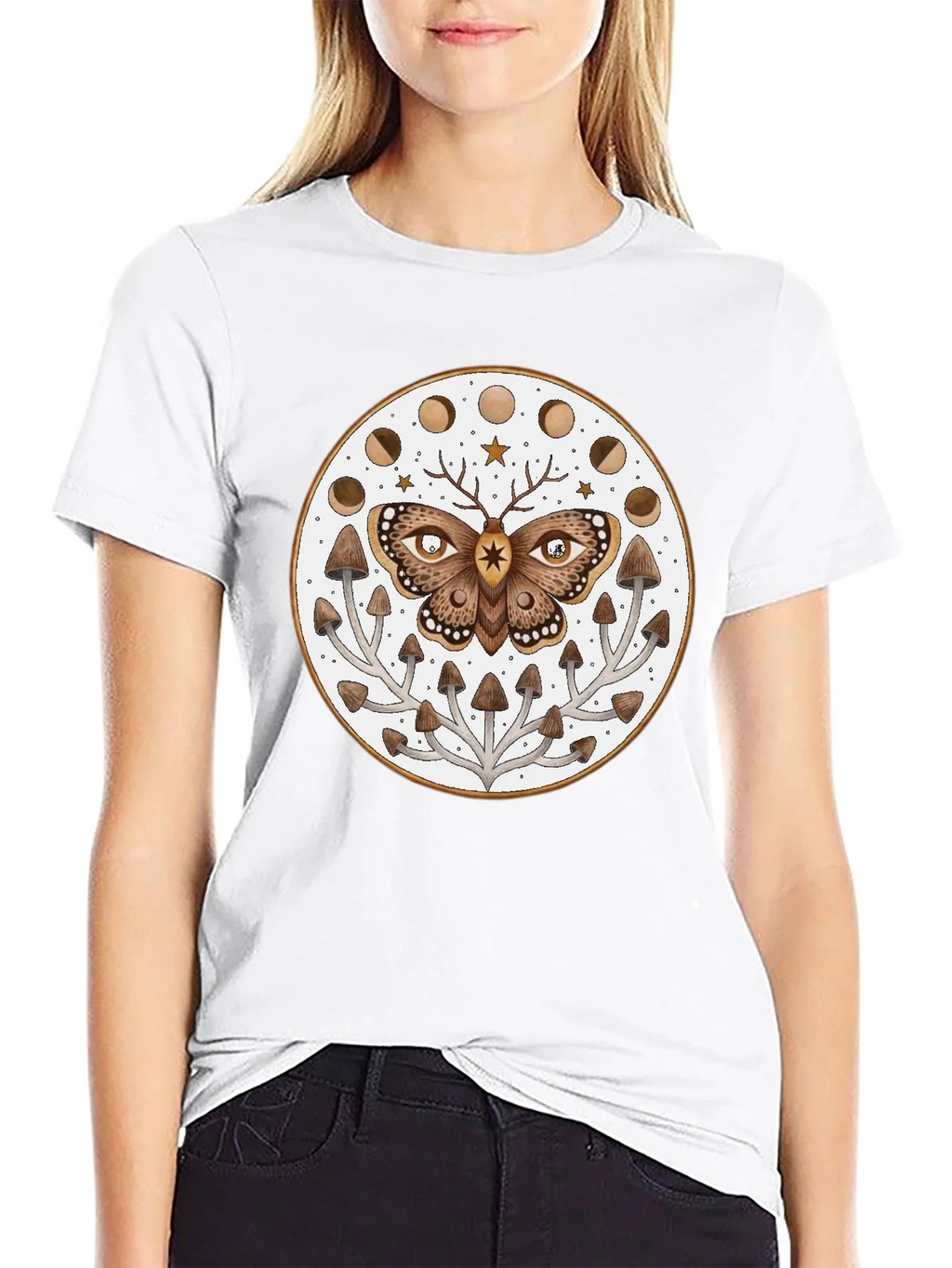 Moth Moon Phase Mushroom T-Shirt product image 8