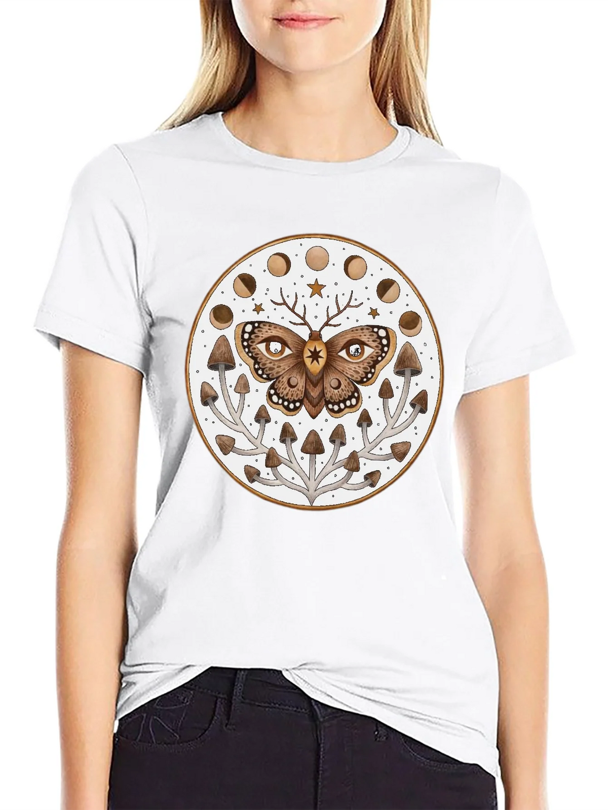 Moth Moon Phase Mushroom T-Shirt product image 8