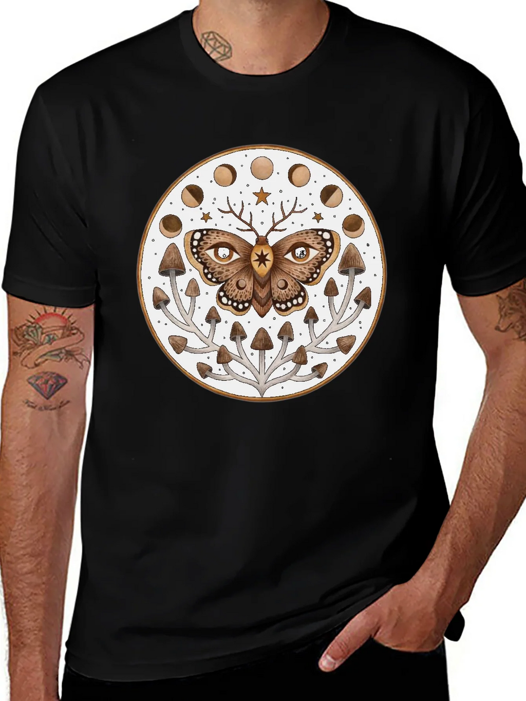 Moth Moon Phase Mushroom T-Shirt product image 1
