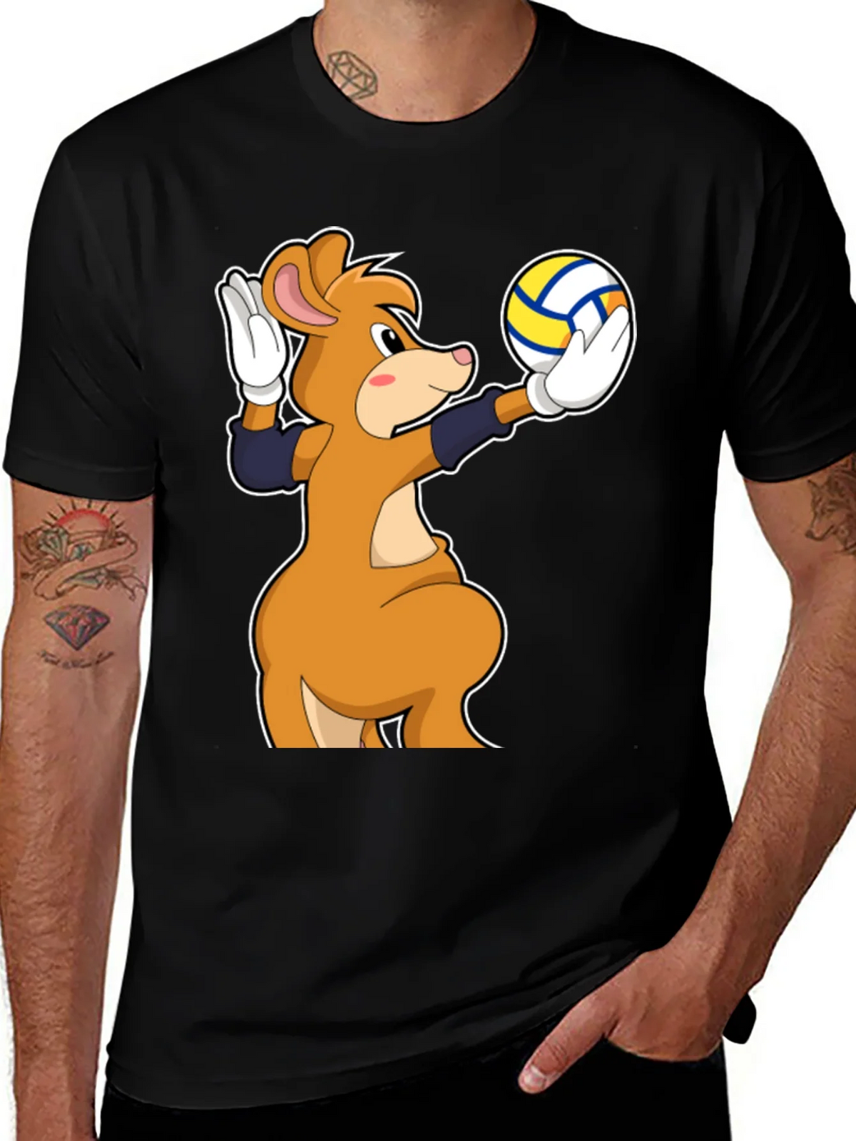 Cartoon Mouse Volleyball Player T-Shirt product image 1