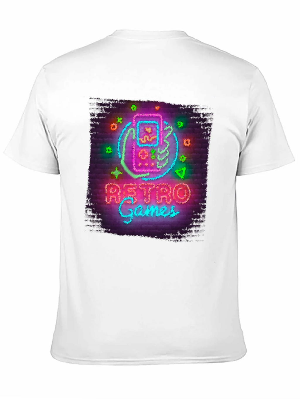 Retro Games Neon Style Graphic Tee - Black Cotton T-Shirt product image 10