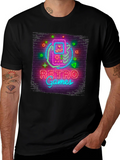 Retro Games Neon Style Graphic Tee - Black Cotton T-Shirt product image 1