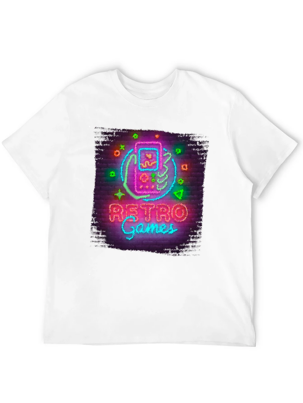 Retro Games Neon Style Graphic Tee - Black Cotton T-Shirt product image 11