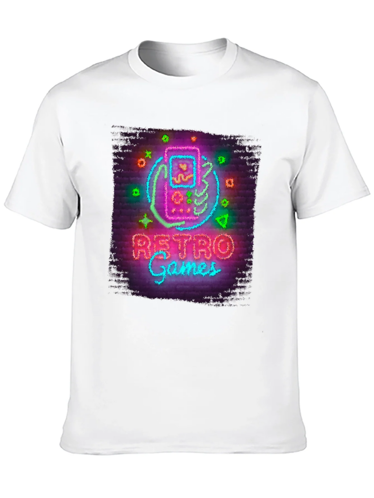 Retro Games Neon Style Graphic Tee - Black Cotton T-Shirt product image 9